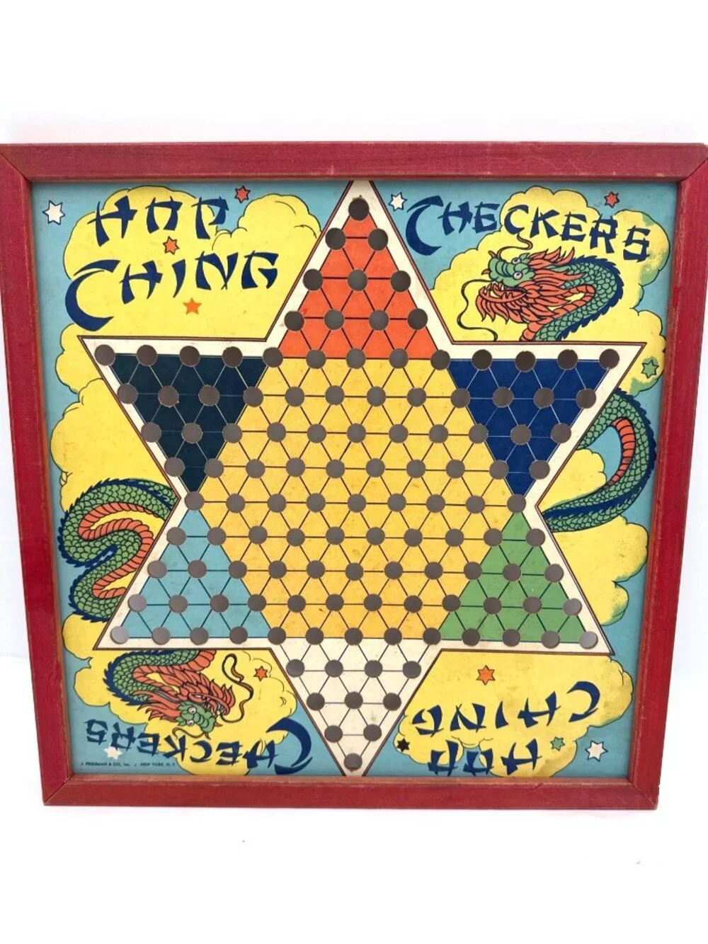 Vintage J Pressman & Co NY Hop Ching Chinese Checker Game Board 1950's